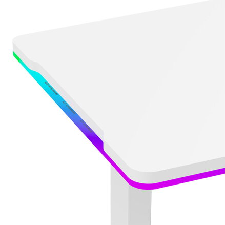 ULTRADESK Herní stůl IRON WHITE, 132,5x60,5 cm, 71-81  cm, mechanicky nastavitelná výška,RGB podsvícení
