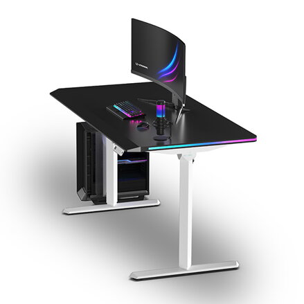 ULTRADESK Herní stůl QUEST, 140x70cm, 72-120cm, bílá-černá