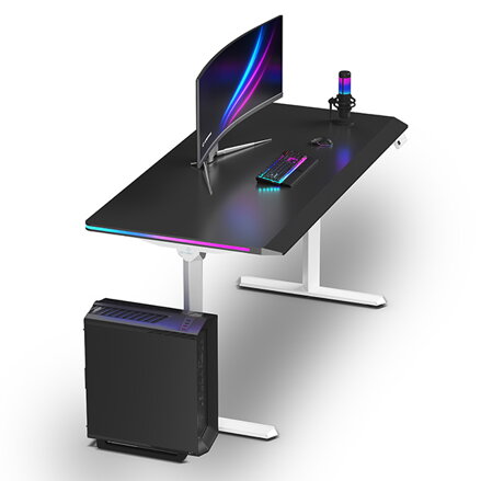 ULTRADESK Herní stůl QUEST, 140x70cm, 72-120cm, bílá-černá