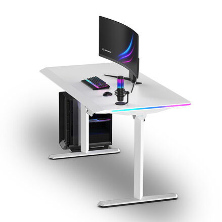 ULTRADESK Herní stůl QUEST, 140x70cm, 72-120cm, bílá-bílá