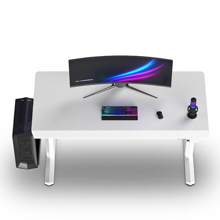 ULTRADESK Herní stůl QUEST, 140x70cm, 72-120cm, bílá-bílá