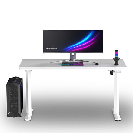 ULTRADESK Herní stůl QUEST, 140x70cm, 72-120cm, bílá-bílá