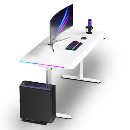 ULTRADESK Herní stůl QUEST, 140x70cm, 72-120cm, bílá-bílá