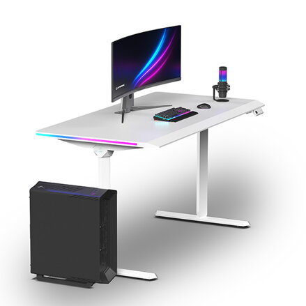 ULTRADESK Herní stůl QUEST, 140x70cm, 72-120cm, bílá-bílá