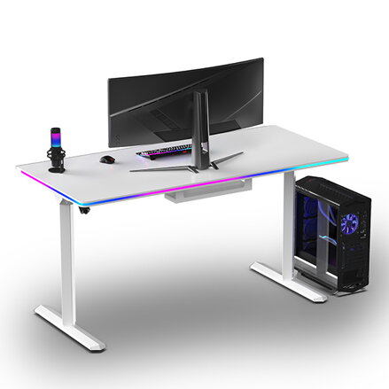 ULTRADESK Herní stůl QUEST, 140x70cm, 72-120cm, bílá-bílá