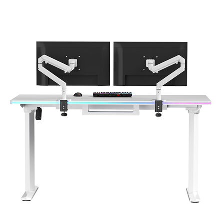 ULTRADESK Herní stůl QUEST, 140x70cm, 72-120cm, bílá-bílá