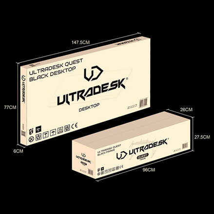 ULTRADESK Herní stůl QUEST, 140x70cm, 72-120cm, šedá-šedá