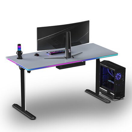 ULTRADESK Herní stůl QUEST, 140x70cm, 72-120cm, černá-šedá
