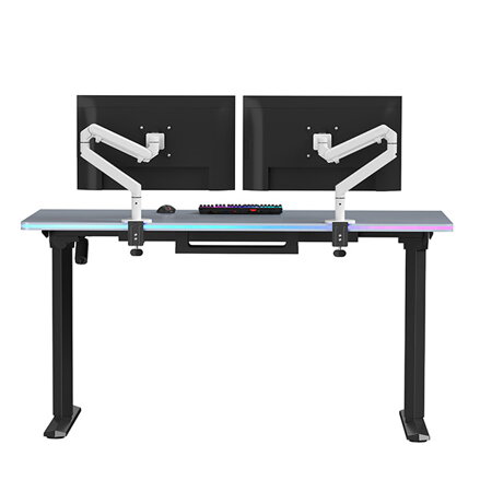 ULTRADESK Herní stůl QUEST, 140x70cm, 72-120cm, černá-šedá