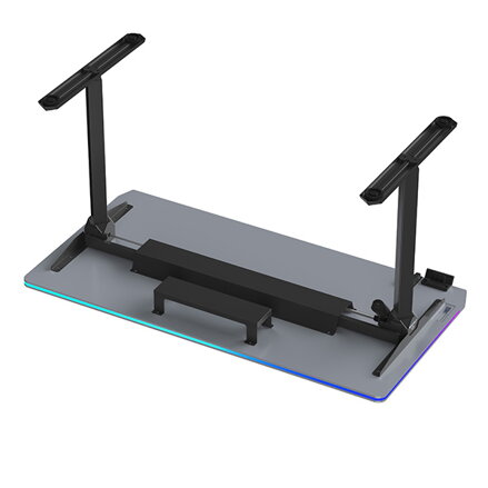 ULTRADESK Herní stůl QUEST, 140x70cm, 72-120cm, černá-šedá