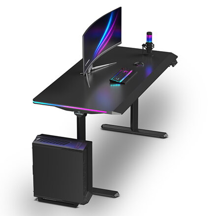 ULTRADESK Herní stůl QUEST, 140x70cm, 72-120cm, černá-černá