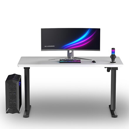 ULTRADESK Herní stůl QUEST, 140x70cm, 72-120cm, černá-bílá