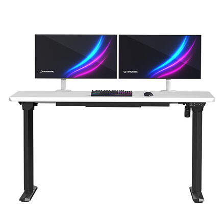 ULTRADESK Herní stůl QUEST, 140x70cm, 72-120cm, černá-bílá