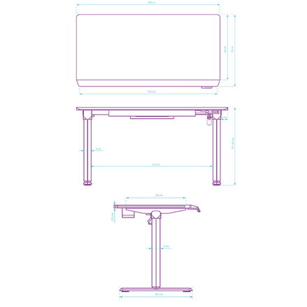 ULTRADESK Herní stůl QUEST, 140x70cm, 72-120cm, černá-bílá