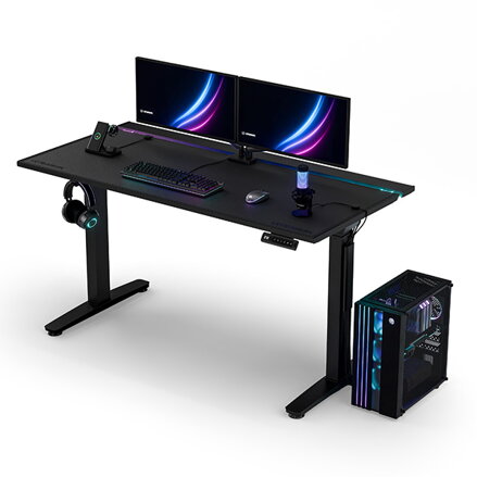 ULTRADESK Herní stůl VORTEX, 140,5x70cm, 72-122cm, černý