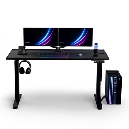ULTRADESK Herní stůl VORTEX, 140,5x70cm, 72-122cm, černý