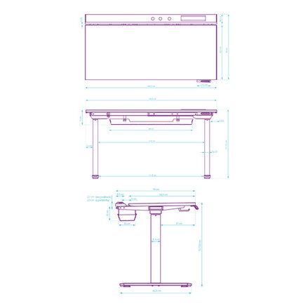 ULTRADESK Herní stůl VORTEX, 140,5x70cm, 72-122cm, černý