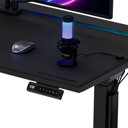 ULTRADESK Herní stůl VORTEX, 140,5x70cm, 72-122cm, černý