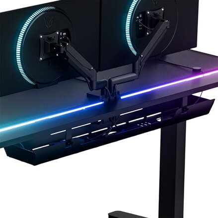 ULTRADESK Herní stůl VORTEX, 140,5x70cm, 72-122cm, černý