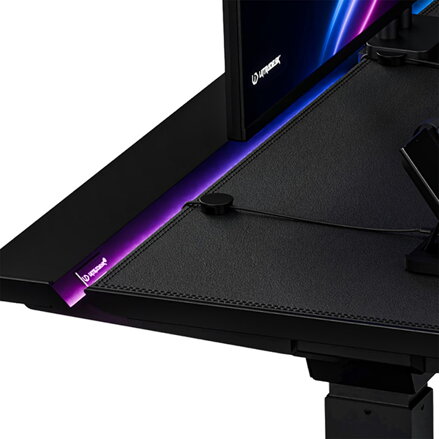 ULTRADESK Herní stůl VORTEX, 140,5x70cm, 72-122cm, černý