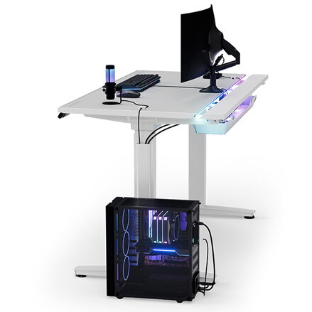 ULTRADESK Herní stůl VORTEX, 140,5x70cm, 72-122cm, bílý