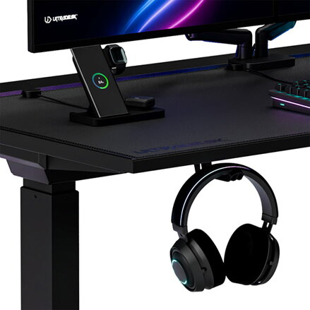 ULTRADESK Herní stůl VORTEX, 140,5x70cm, 72-122cm, bílý