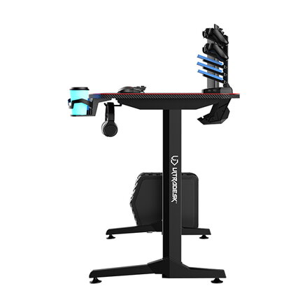 ULTRADESK Herní stůl FRAG - RED, 140x66 cm, 76 cm, s XXL podložkou pod myš, s ultradesk BEAM, držák sluchátek i nápojů
