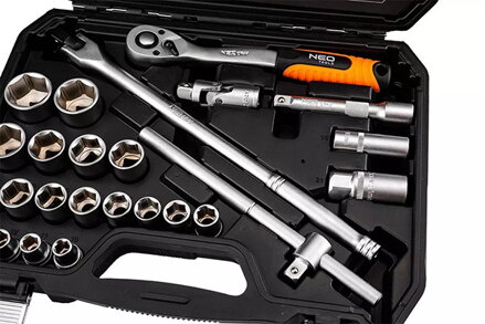 Sada nástrčných klíčů, 10-205, 25, velikost 1/2, kufřík, NEO TOOLS