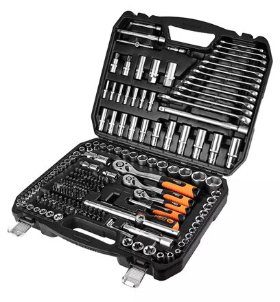 Sada nástrčných klíčů, 10-216, 216 ks, velikost 1/2, 1/4, 3/8, kufřík, NEO TOOLS
