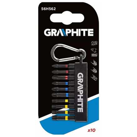 Tvrzené bity pro rázový utahovák, 56H562, sada 10ks, Graphite