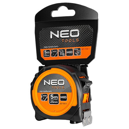 Svinovací metr NEO TOOLS ocel, 5m x 25mm, magnetický