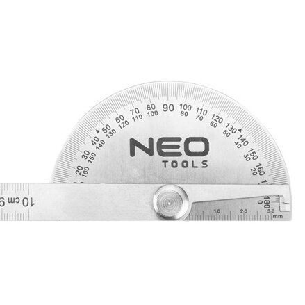 Úhloměr s pravítkem NEO TOOLS 0-100 mm, pravítko, úhloměr, nerezová ocel