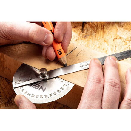 Úhloměr s pravítkem NEO TOOLS 0-100 mm, pravítko, úhloměr, nerezová ocel