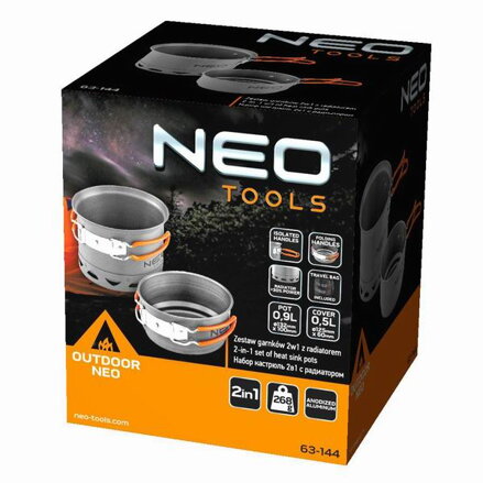 Sada hrnců 2v1 šedá, hliník, hrnec, pánev, rychlovarná konvice, Neo Tools