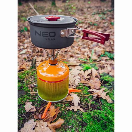 Sada nádobí 7v1 Turistická, šedá, 7ks, hliník, hrnec, pánev, 2x talíř, naběračka, stěrka, houba, Neo Tools