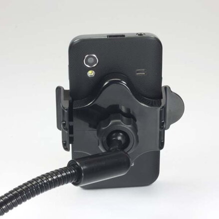 Držák mobilu,PDA,GPS LOGO kloubový, do auta, nastavitelná šířka, černý, plast, s USB adaptérem 1.5 A, černá, mobil