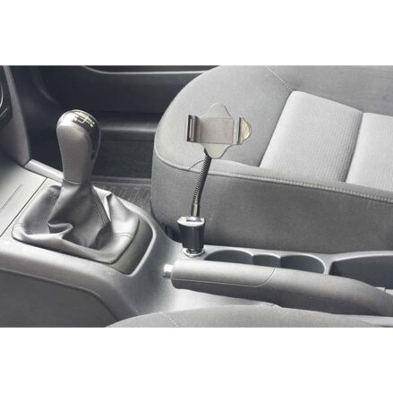Držák mobilu,PDA,GPS LOGO kloubový, do auta, nastavitelná šířka, černý, plast, s USB adaptérem 1.5 A, černá, mobil