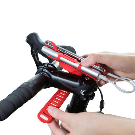 Držák mobilu a powerbanky Bone Bike Tie 3 Pro Pack, na kolo, nastavitelná velikost, červený, 4-6.5", silikon, na řídítka, červená