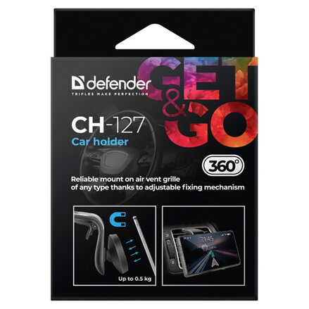 Magnetický držák mobilu CH-127 Defender do auta, ventGrip, černo-stříbrný, kov, do ventilace, černo-stříbrná, mobil