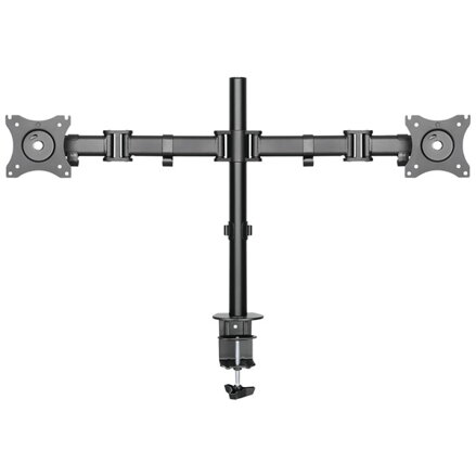 Polohovatelný držák ULTRADESK SKELETON Double pro 2 monitory, 16KG, svorka a průchodka stolu, 17"-30", 75x75/100x100, černý