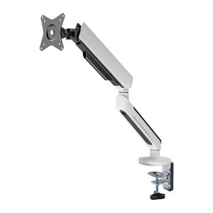 Polohovatelný držák ULTRADESK OFFSHOOT Single pro monitor, 9KG, svorka a průchodka stolu, 17"-32", 75x75/100x100, bílý