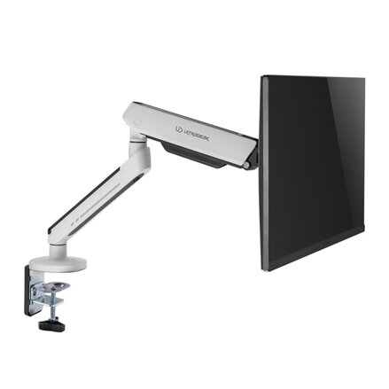 Polohovatelný držák ULTRADESK OFFSHOOT Single pro monitor, 9KG, svorka a průchodka stolu, 17"-32", 75x75/100x100, bílý