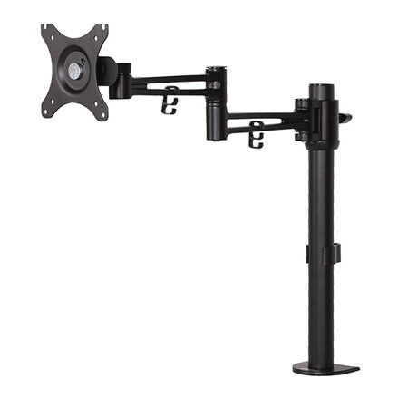 Polohovatelný držák pro monitor, 10KG, svorka, 17"-30", otočný, černý
