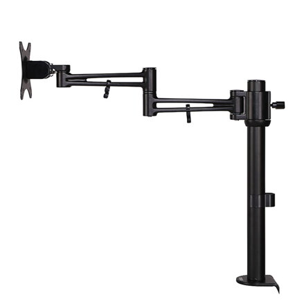 Polohovatelný držák pro monitor, 10KG, svorka, 17"-30", otočný, černý