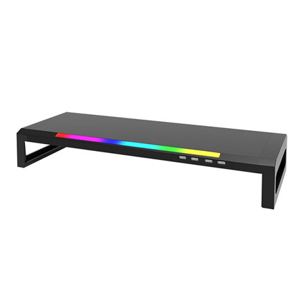 Podstavec pod monitor, DZ-01, 4x USB Hub 2.0, černý, plast, 20 kg nosnost, Marvo, Rainbow podsvícení