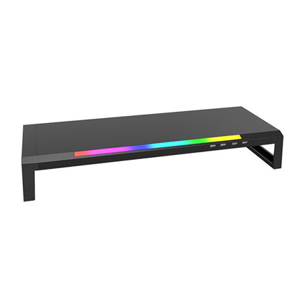 Podstavec pod monitor, DZ-01, 4x USB Hub 2.0, černý, plast, 20 kg nosnost, Marvo, Rainbow podsvícení