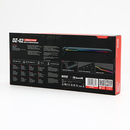 Podstavec pod monitor, DZ-02, 3x USB-A,1x USB-C, černý, 20 kg nosnost, Marvo Podstavec pod monitor, DZ-02, 3x USB-A,1x USB-C, černý, 20 kg nosnost, Marvo