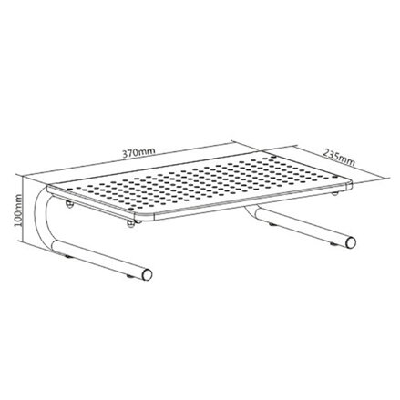 Podstavec pod monitor, prostor pro klávesnici, černý, ocel-plast, 20 kg nosnost, Powerton, ergo