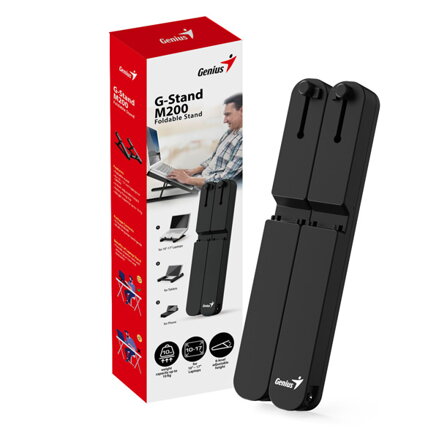 Podstavec pod notebook, G-Stand M200, polohovatelný, černý, plast, 10 Kg nosnost, Genius