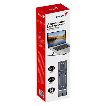 Podstavec pod notebook, G-Stand M250, polohovatelný, šedý, hliník, Genius